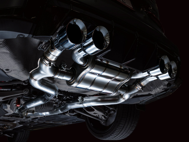 BMW M3 Performance Exhaust - AWE Tuning - SwitchPath Cat-Back, dual 3 in piping, quad 4.5 in double-walled slash-cut tips, valve-controlled with 180 Technology, 50-state emissions compliant - Chrome Silver Tips - `21-`27